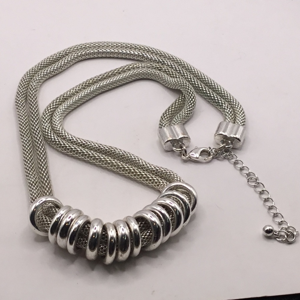 Double Serpentine Chain Necklace w/ Sliding Discs
